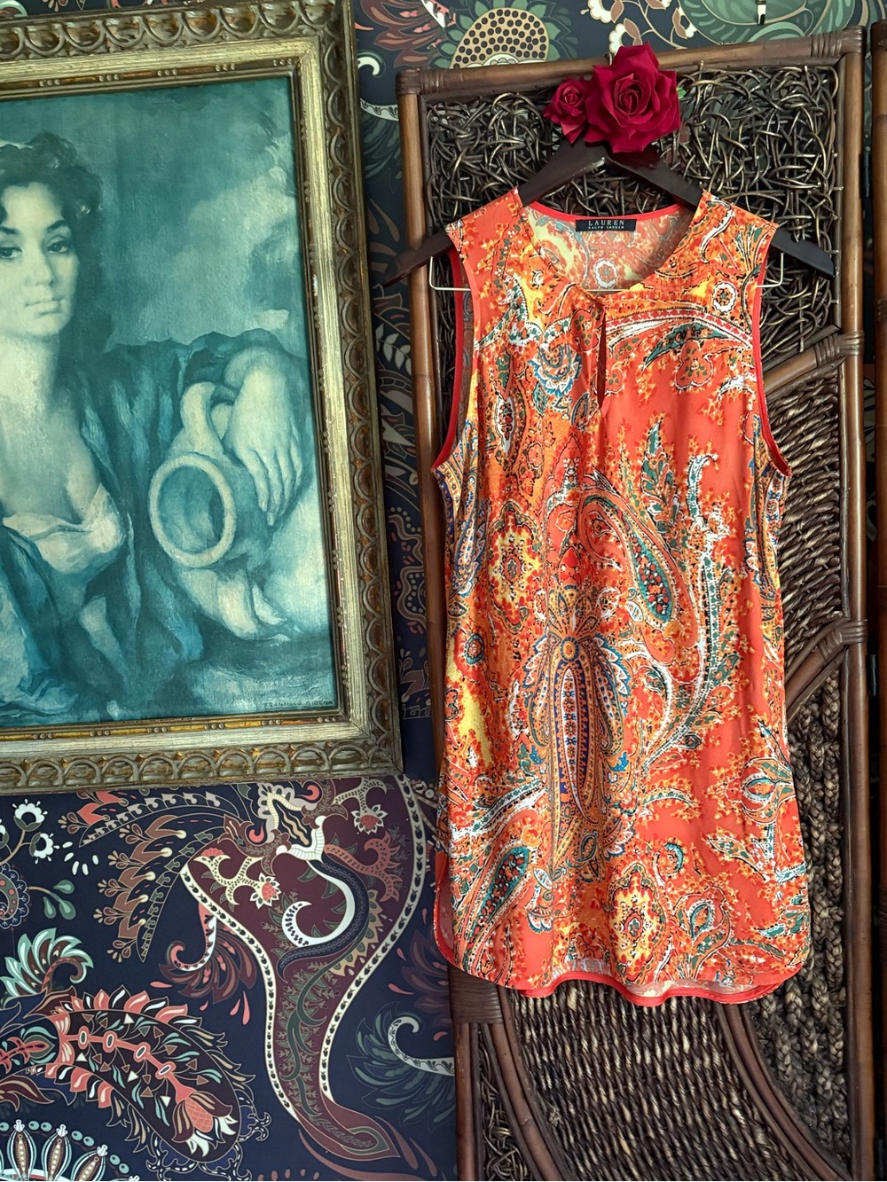 Lauren Ralph Lauren Abstract Print Shift Dress Multicolor Boho Resort Size S